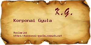 Korponai Gyula névjegykártya